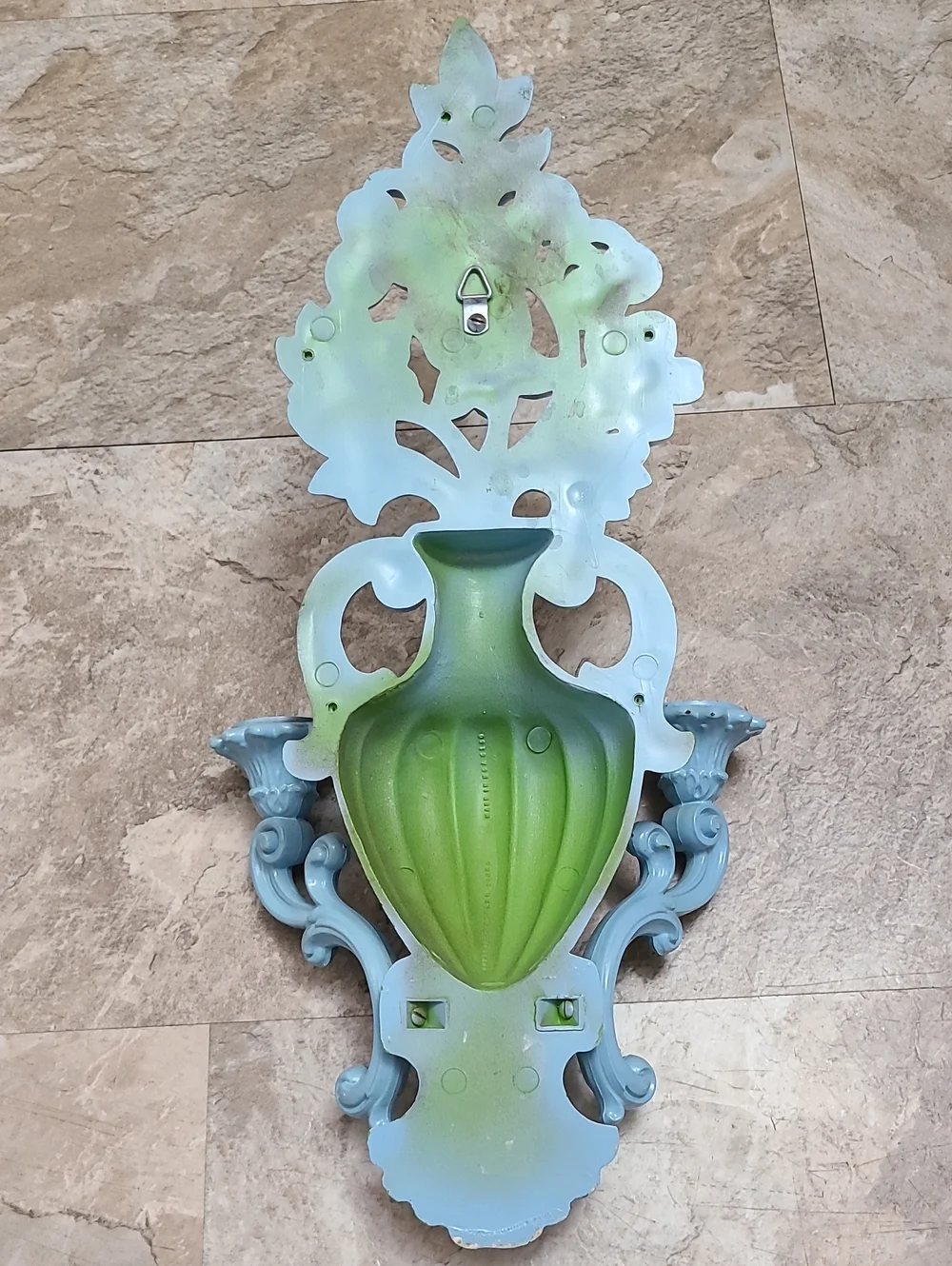 Vintage 1965 Homco Double Candle Wall Sconce Urn with Flowers Mid Century